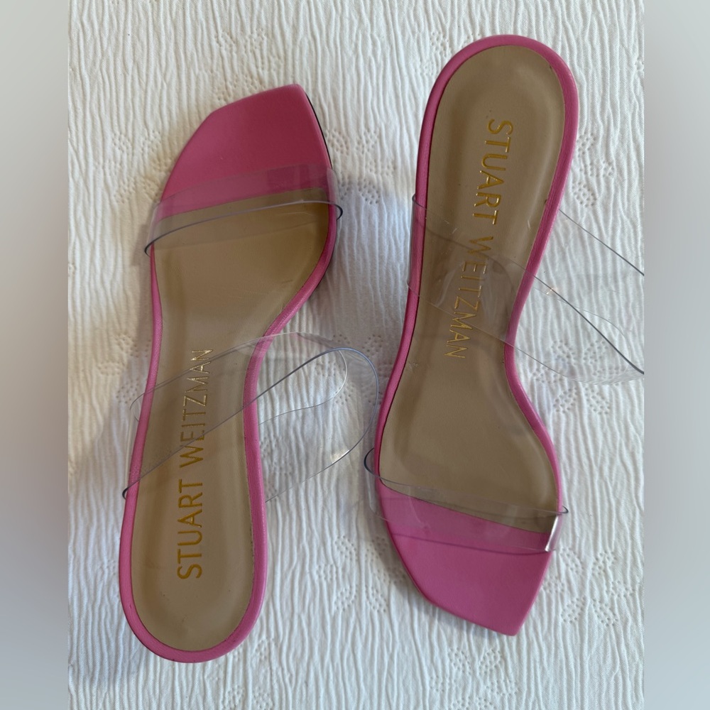 Stuart Weitzman Heels Shoes Sandals pink clear size 7.5 - Picture 6 of 12